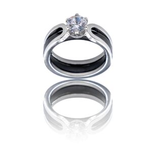 Coffret Bague Femme Trois en Une en Céramique Ornée Zirconium