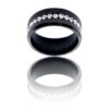Bague Femme en Acier Noir Ornée Strass