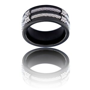 Très Belle Bague Anneau Homme Acier Noir