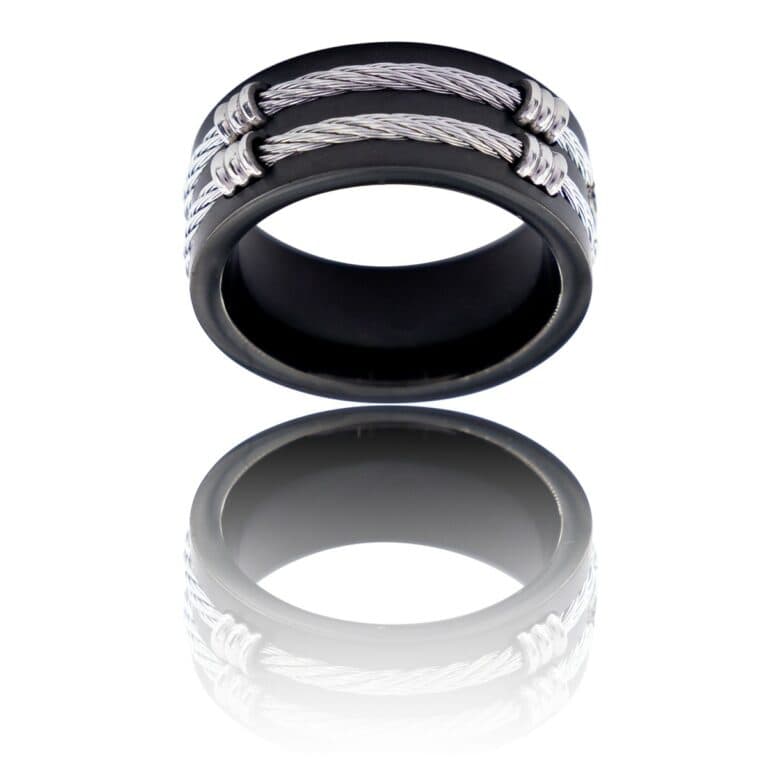 Très Belle Bague Anneau Homme Acier Noir