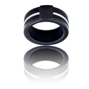 Magnifique Bague Anneau Homme Acier Noir