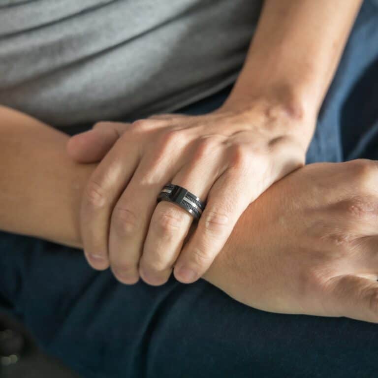 Magnifique Bague Anneau Homme Acier Noir