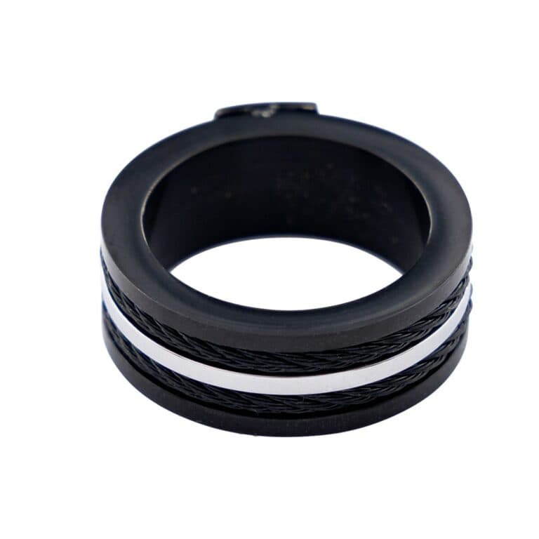 Magnifique Bague Anneau Homme Acier Noir