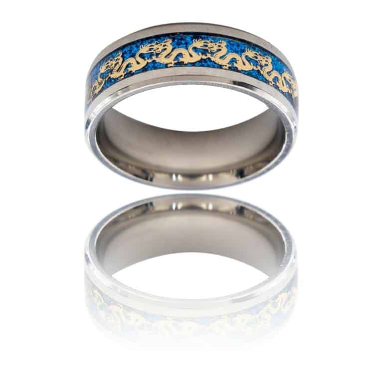 Sublime Bague Anneau Homme Acier Argenté Dragon