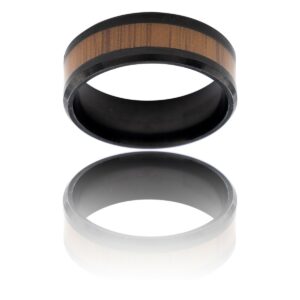 Votre Bague Anneau Fashion Homme Acier Noir Bois