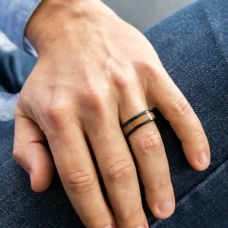 Votre Bague Anneau Fashion Homme Acier Noir Bois