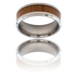 Bague Anneau pour Homme en Acier Argenté Bois