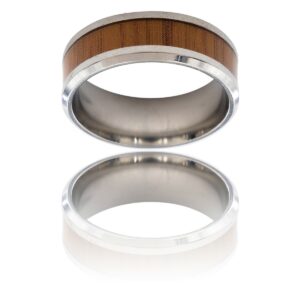 Bague Anneau pour Homme en Acier Argenté Bois
