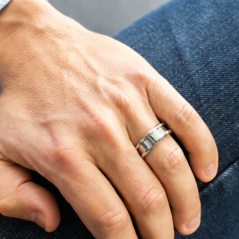 Bague Anneau Homme Acier Couleur Argenté