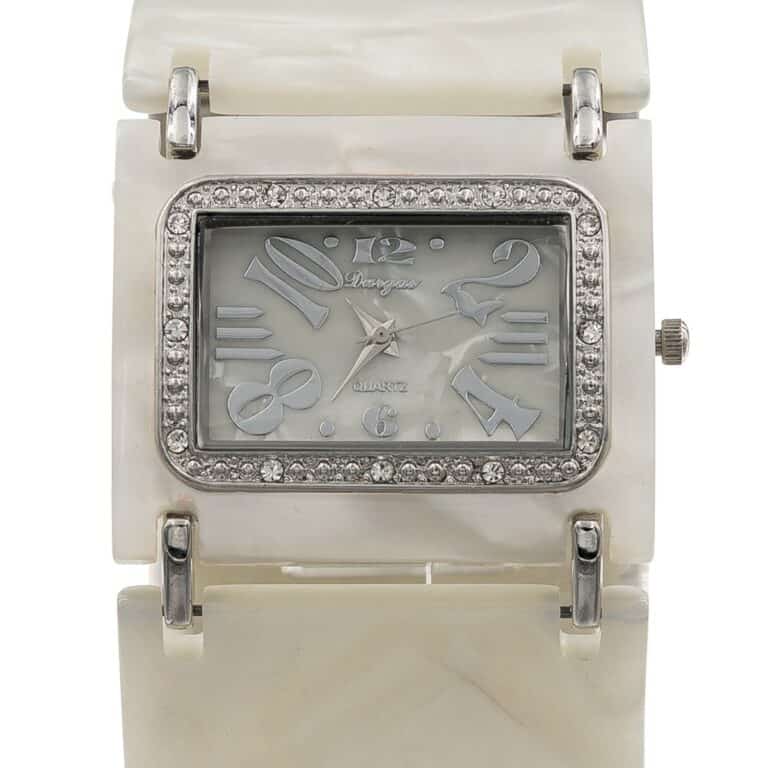 Superbe Montre Femme Métal Plastique Blanc Ivoire CHTIME