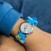 Montre Enfant Fille Silicone avec Fleur Bleu