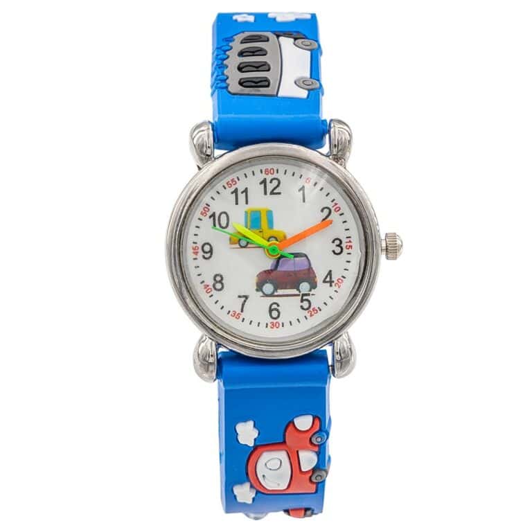 Montre pour Enfant Unisexe Silicone Voiture Bleu