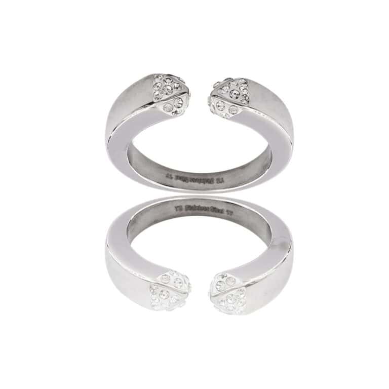 Superbe Bague Femme Acier Ornée Zirconium