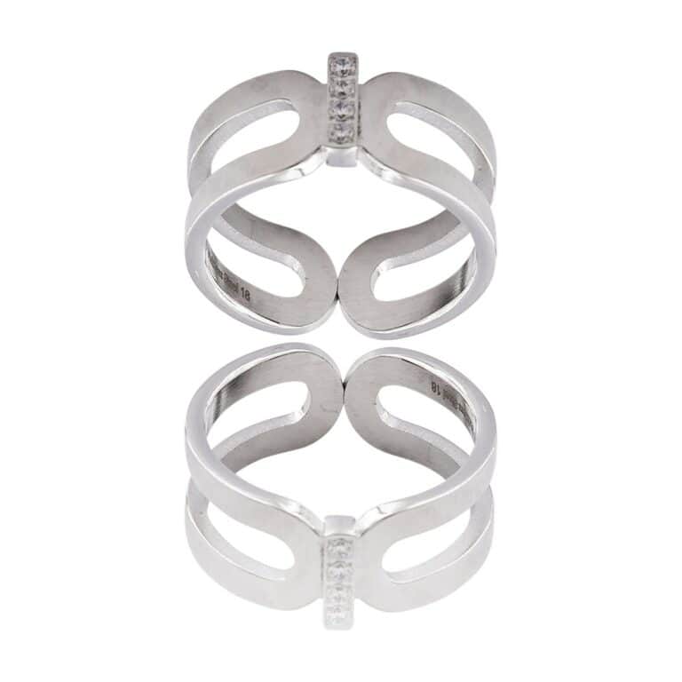 Bague Femme en Acier Ornée avec Zirconium