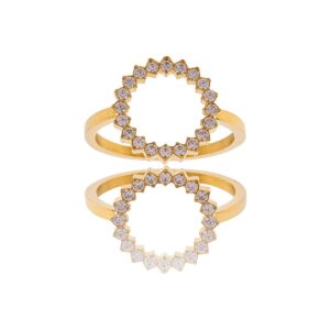 Bague Fashion Femme Acier Dorée Ornée Zirconium