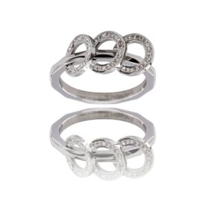 Magnifique Bague Femme Acier Ornée Zirconium