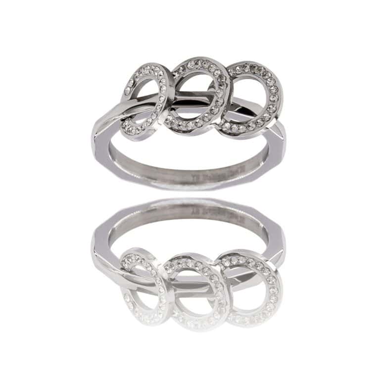 Magnifique Bague Femme Acier Ornée Zirconium