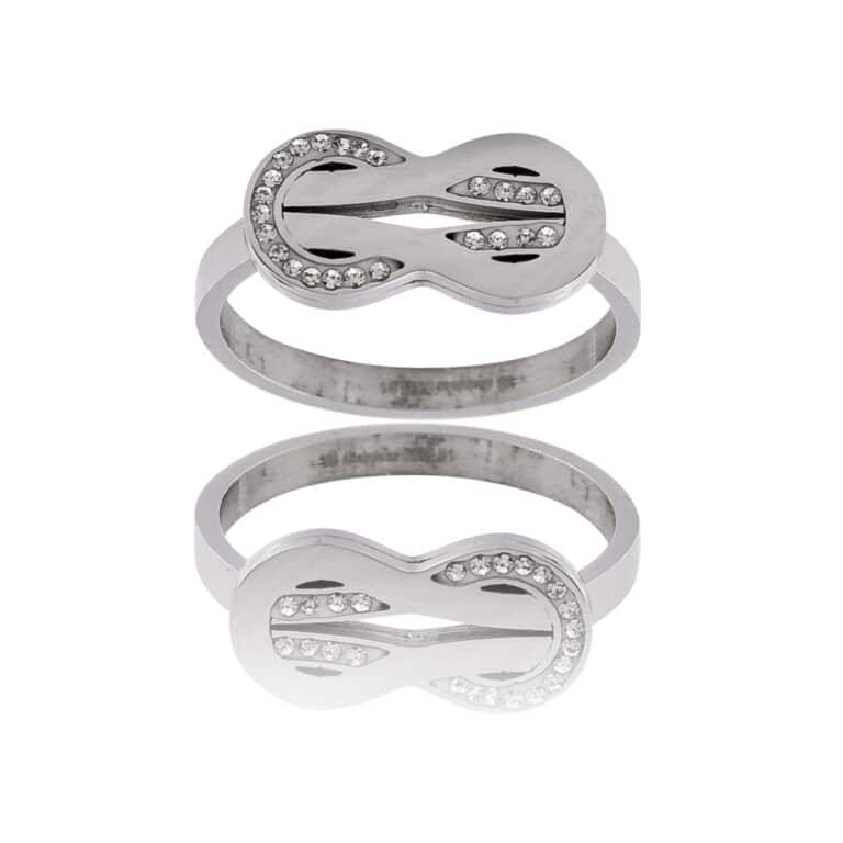 Bague Tendance Femme Acier Ornée Zirconium