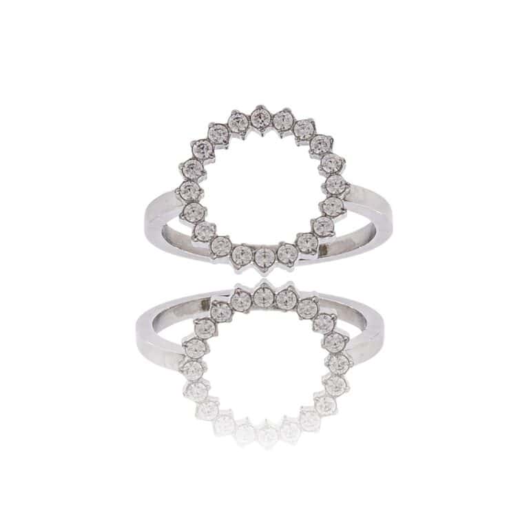 Splendide Bague Femme Acier Ornée Zirconium