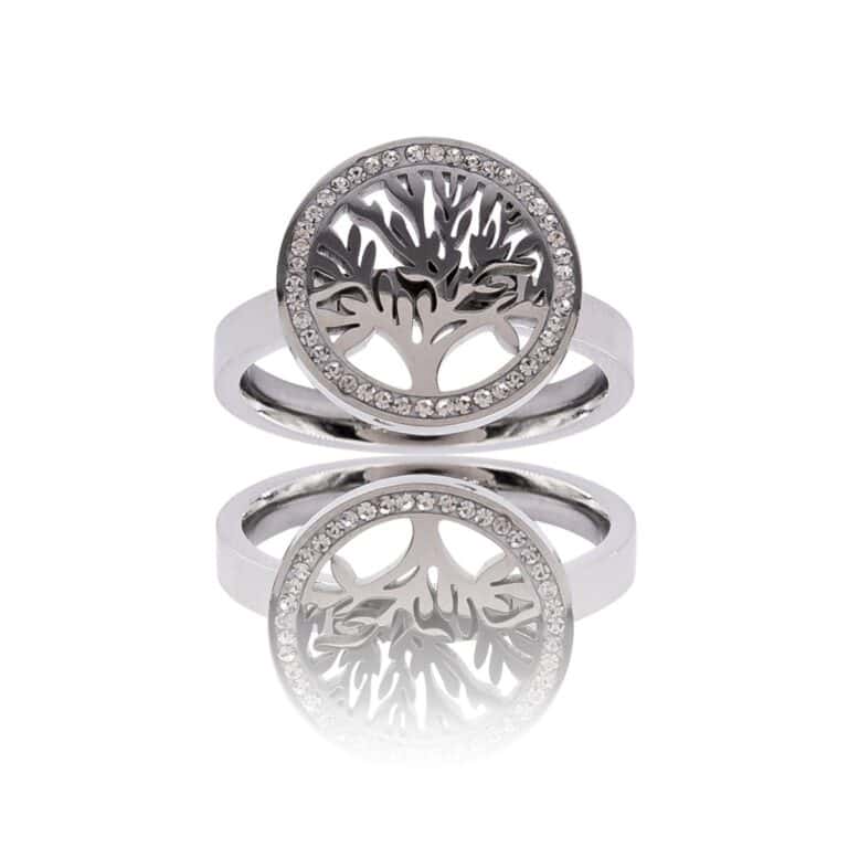 Bague Femme Tendance Acier Ornée Zirconium