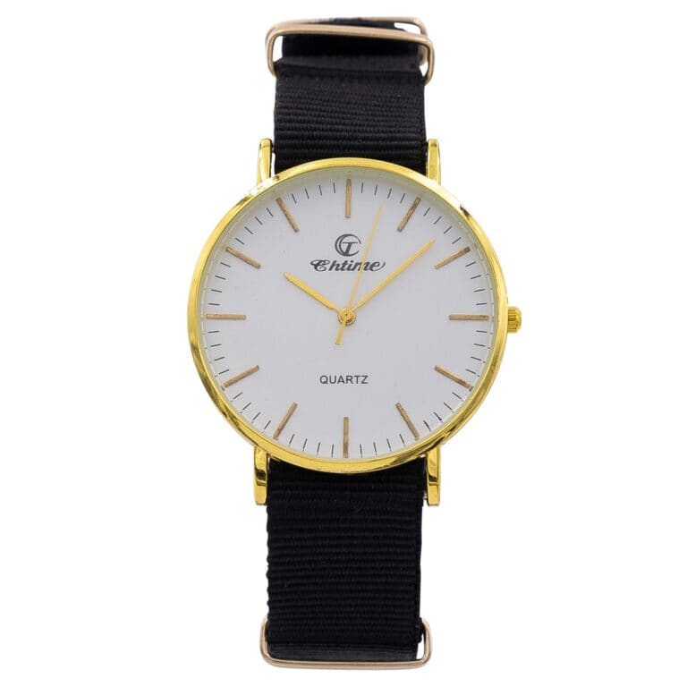 Montre Pas Chère Homme Tissu Noir CHTIME