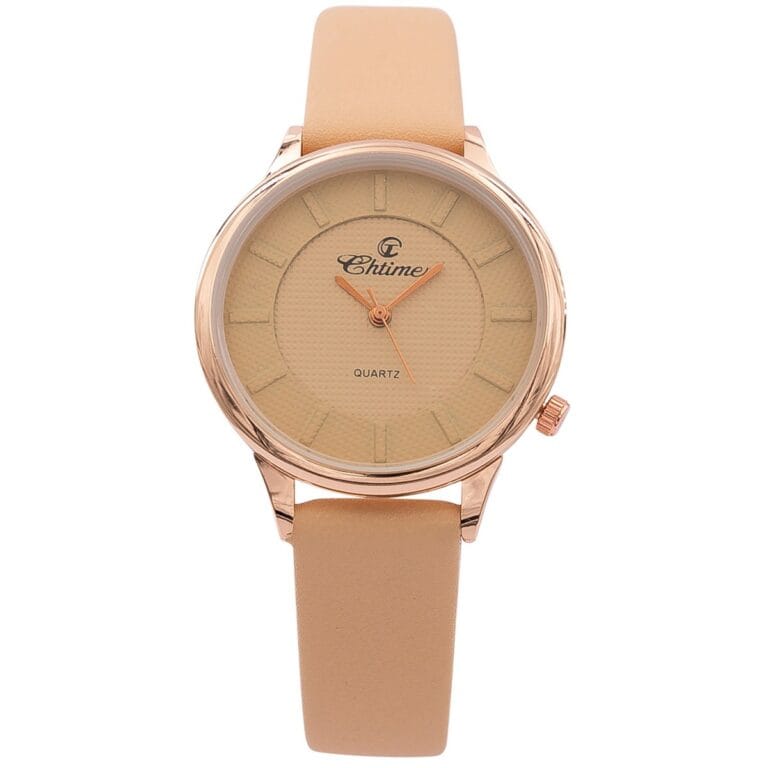 Très Jolie Montre Femme Beige Rose CHTIME