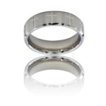 Bague Anneau Homme en Acier Argenté