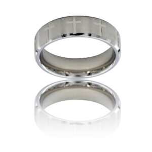 Bague Anneau Homme en Acier Argenté