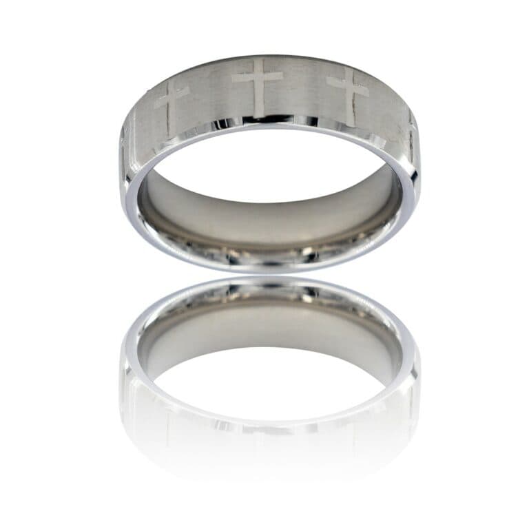 Bague Anneau Homme en Acier Argenté