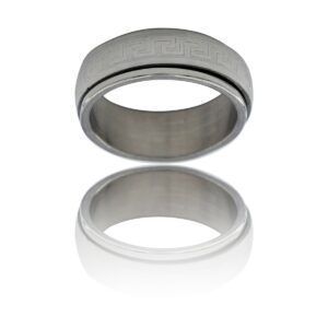 Bague Anneau Homme Acier Argenté