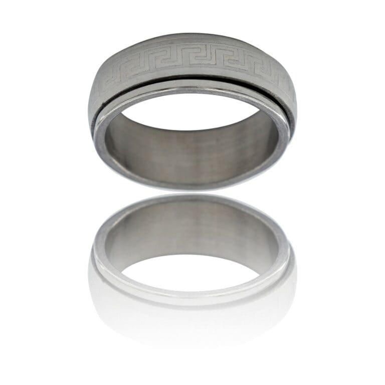 Bague Anneau Homme Acier Argenté