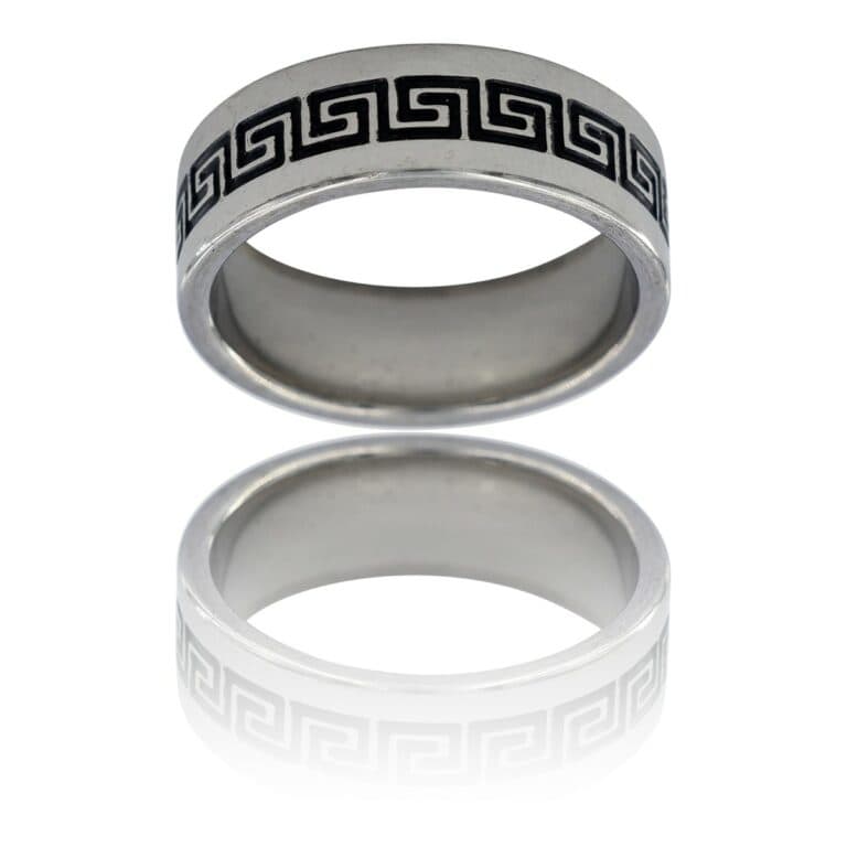 Elégante Bague Anneau Homme Acier Argenté