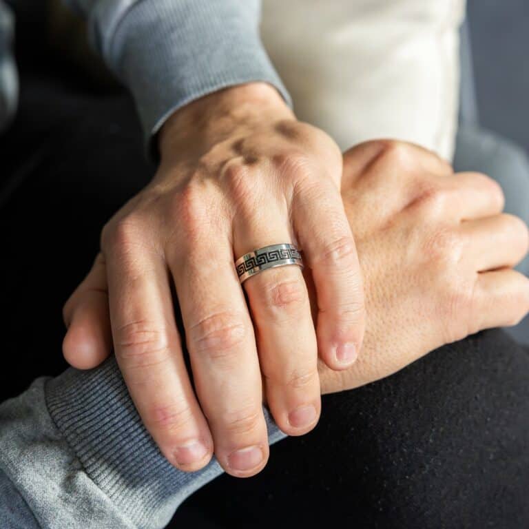 Elégante Bague Anneau Homme Acier Argenté