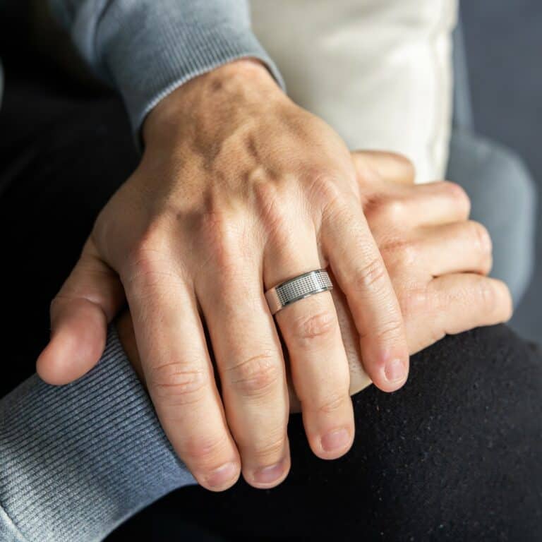 Bague Anneau Homme Acier Couleur Argenté