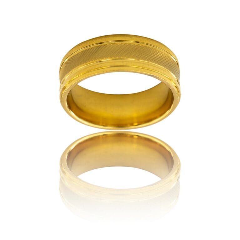 Très Belle Bague Anneau Homme Acier Doré