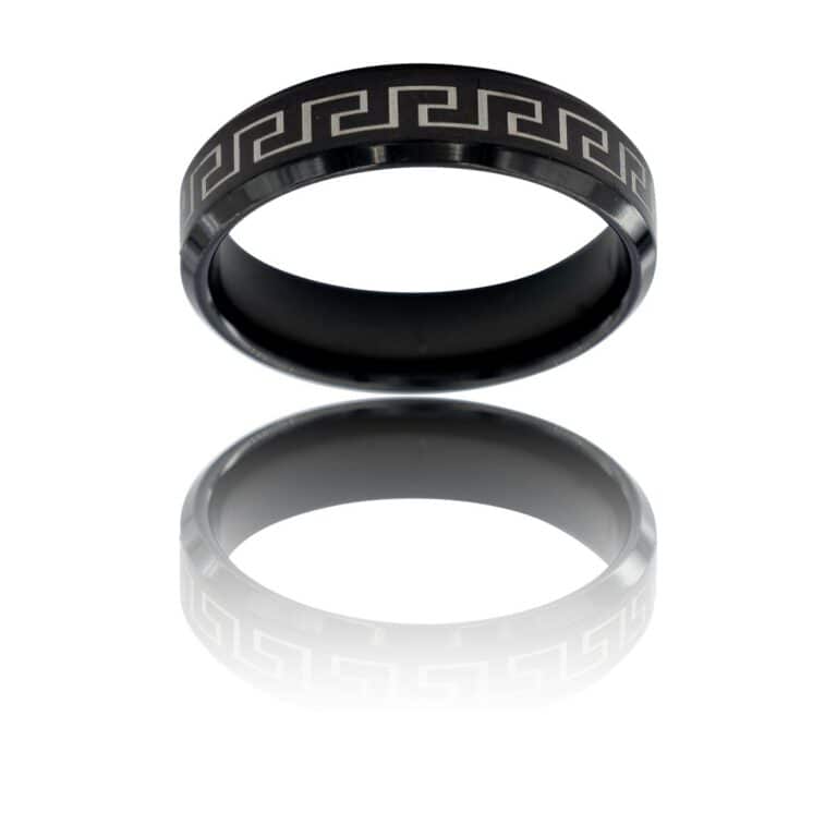 Magnifique Bague Anneau Homme Acier Noir