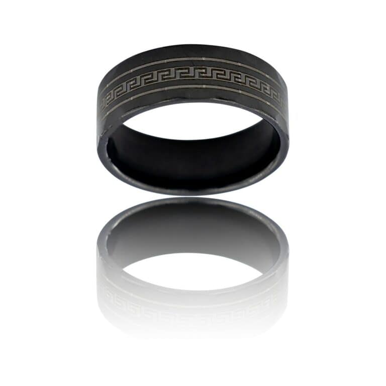 Bague Anneau Homme Acier Noir
