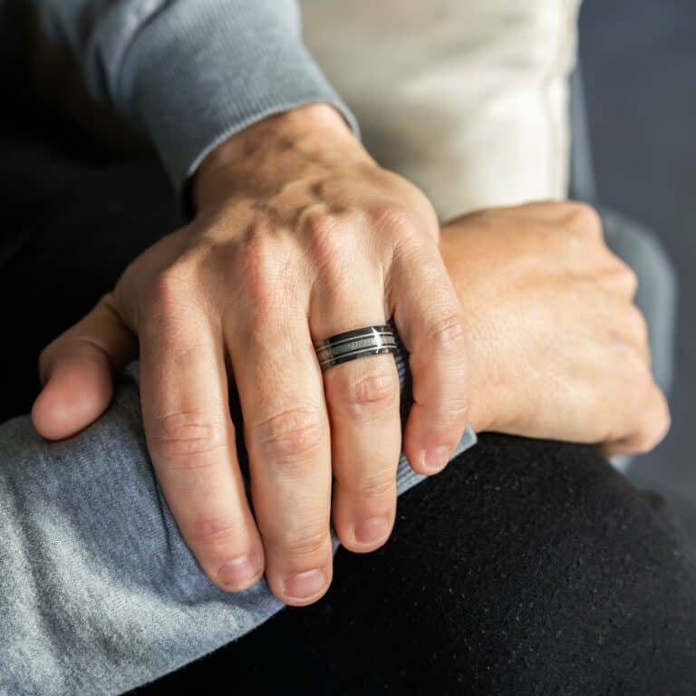 Bague Anneau Homme Acier Noir