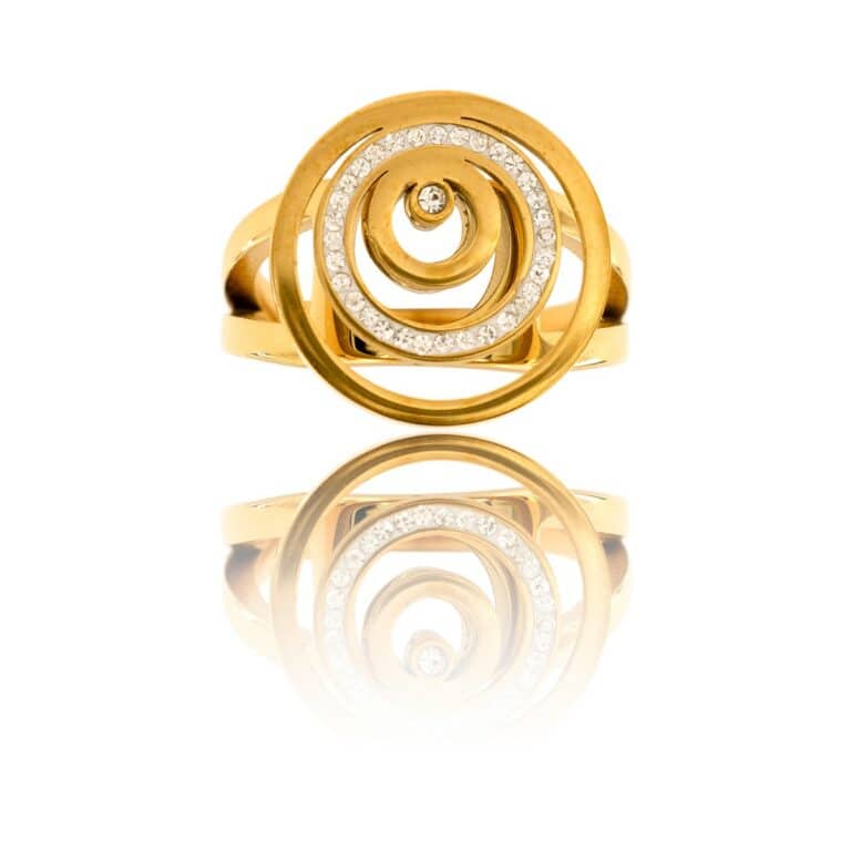 Bague pour Femme Fashion Acier Doré Ornée Zirconium