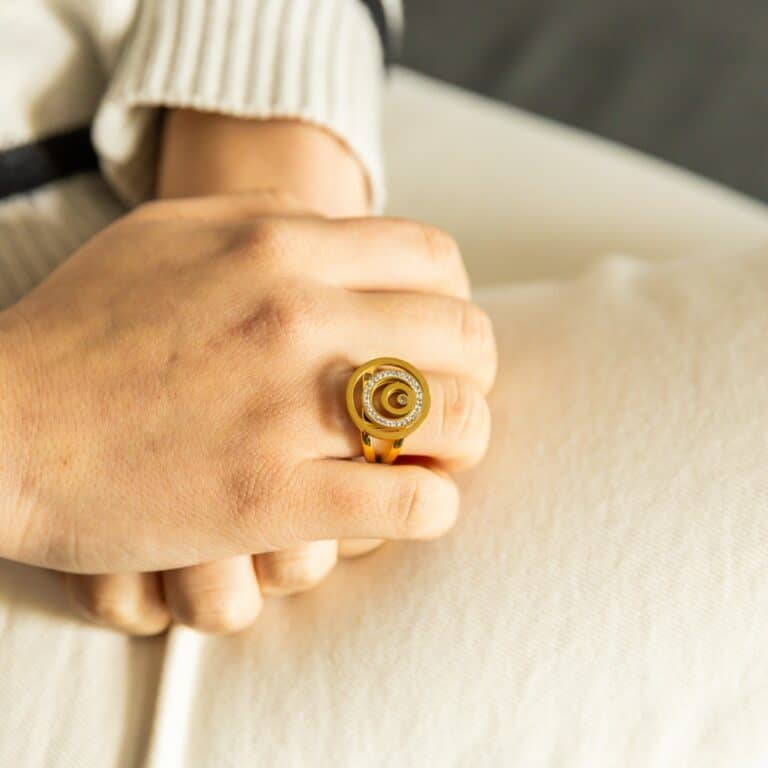 Bague pour Femme Fashion Acier Doré Ornée Zirconium