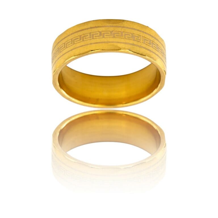 Bague Anneau pour Homme Acier Doré