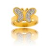 Bague Femme avec Papillon Acier Doré Ornée Zirconium