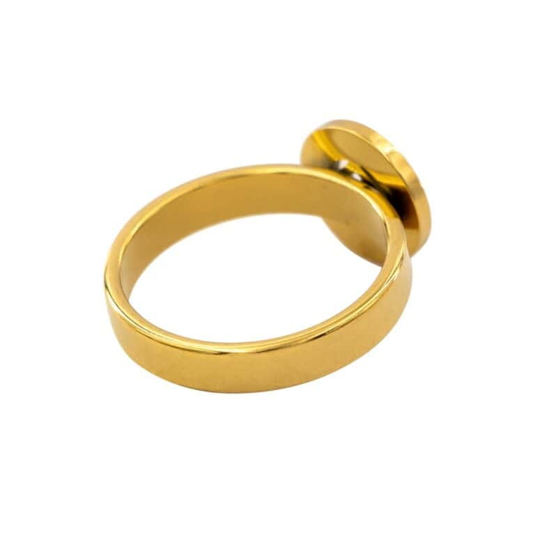 Bague Femme Coeur Acier Doré Ornée Zirconium