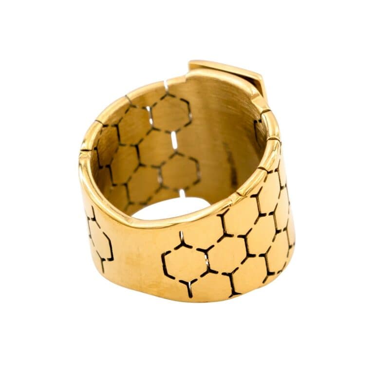 Incroyable Bague Femme Acier Doré Ornée Zirconium