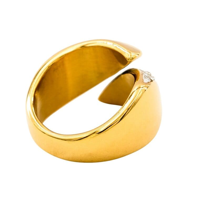 Bague pour Femme Acier Doré Ornée avec Zirconium
