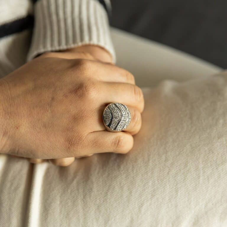 Bague Originale Femme Acier Ornée Zirconium