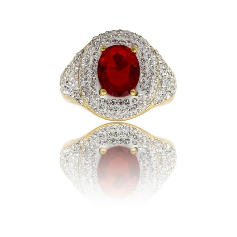 Bague Femme Prix Bas en Acier Doré Ornée Zirconium