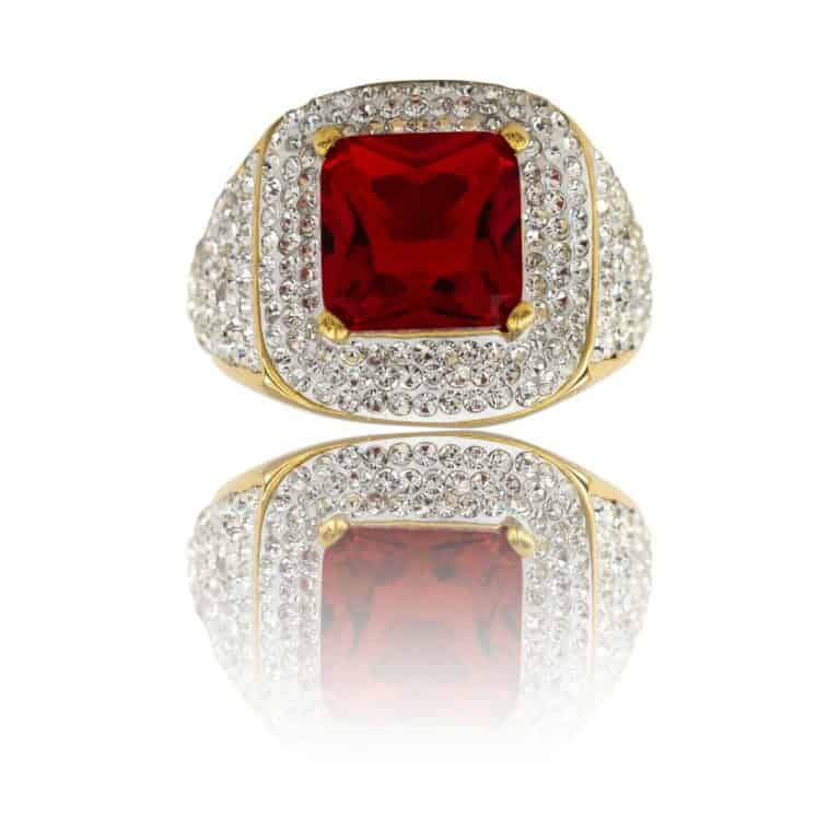 Bague de Femme en Acier Doré Ornée Zirconium