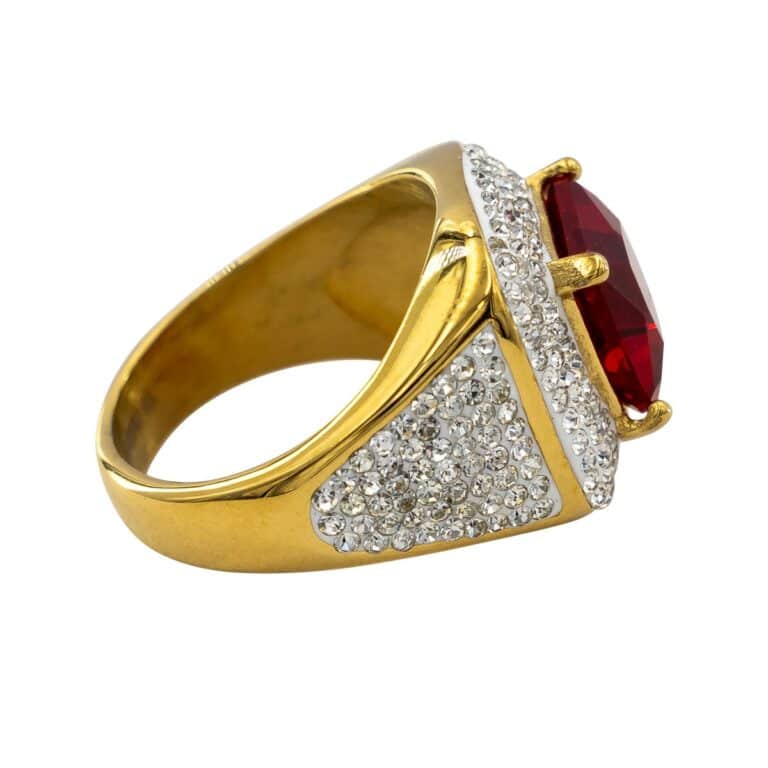 Bague de Femme en Acier Doré Ornée Zirconium