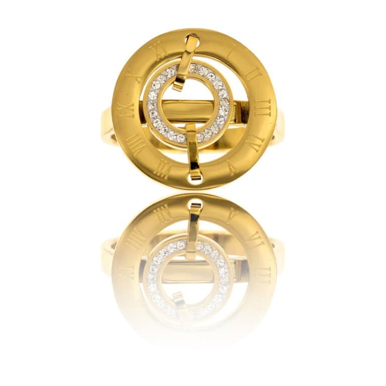 Sublime Bague de Femme Acier Doré Ornée Zirconium